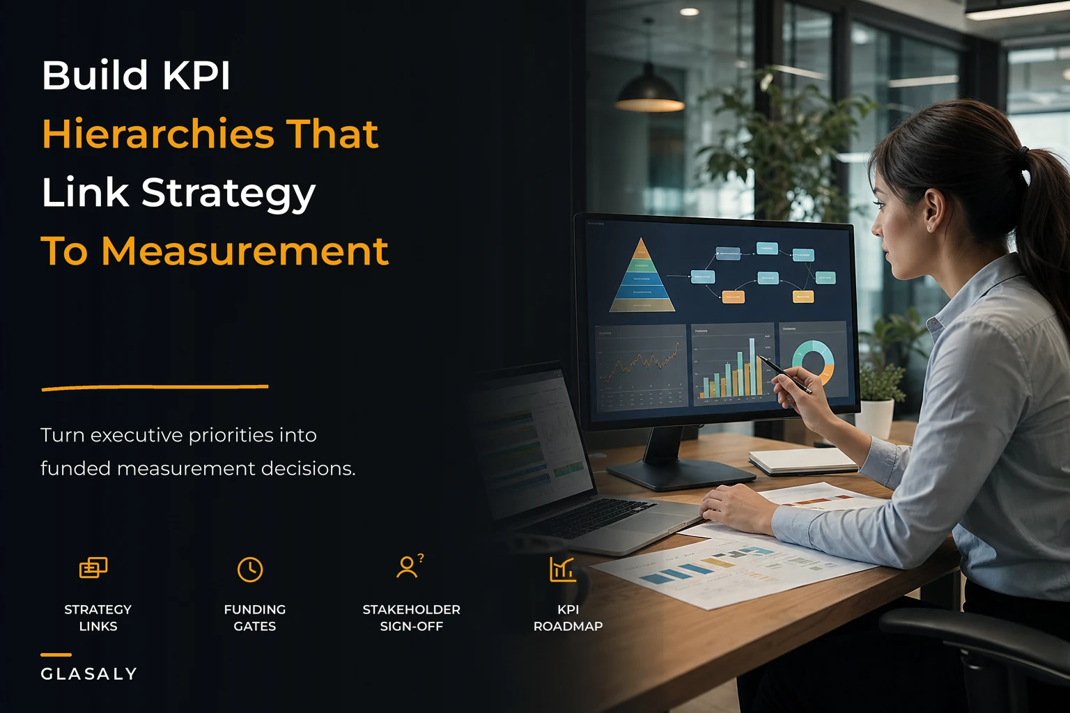 Build prioritized KPI hierarchies that link strategy to measurement