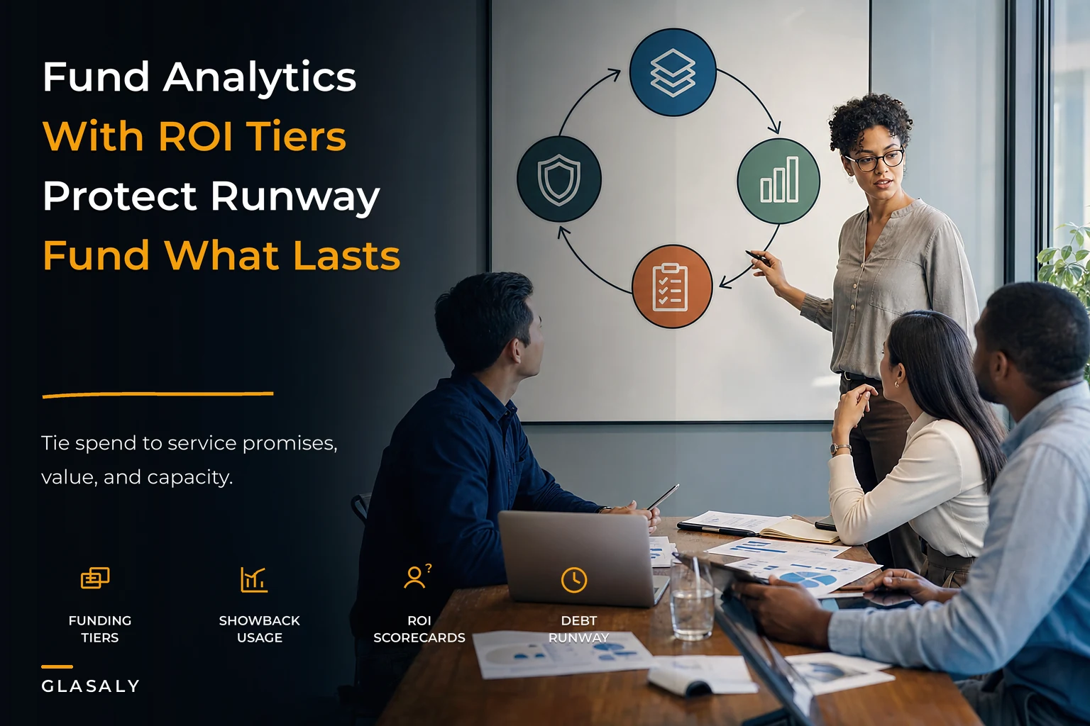 Pragmatic analytics funding model with ROI scorecards for teams