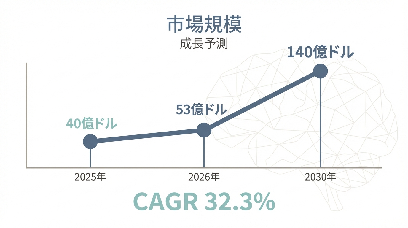 クリエイティブ産業における生成AI市場規模の推移（2025-2030年予測）：CAGR 32.3%で急成長