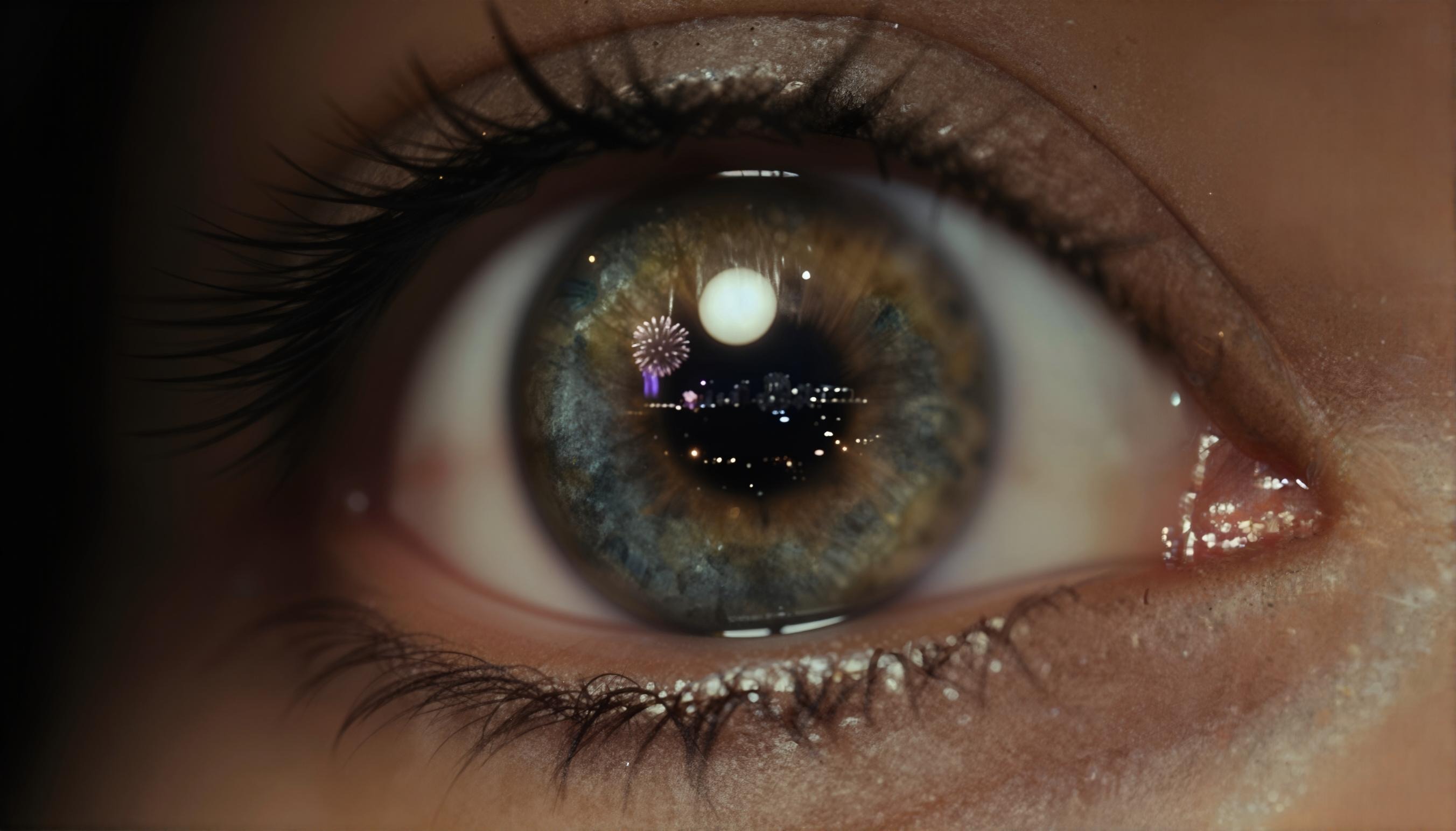 Photorealistic close-up of an eye with a stunning reflection — AI image generation
