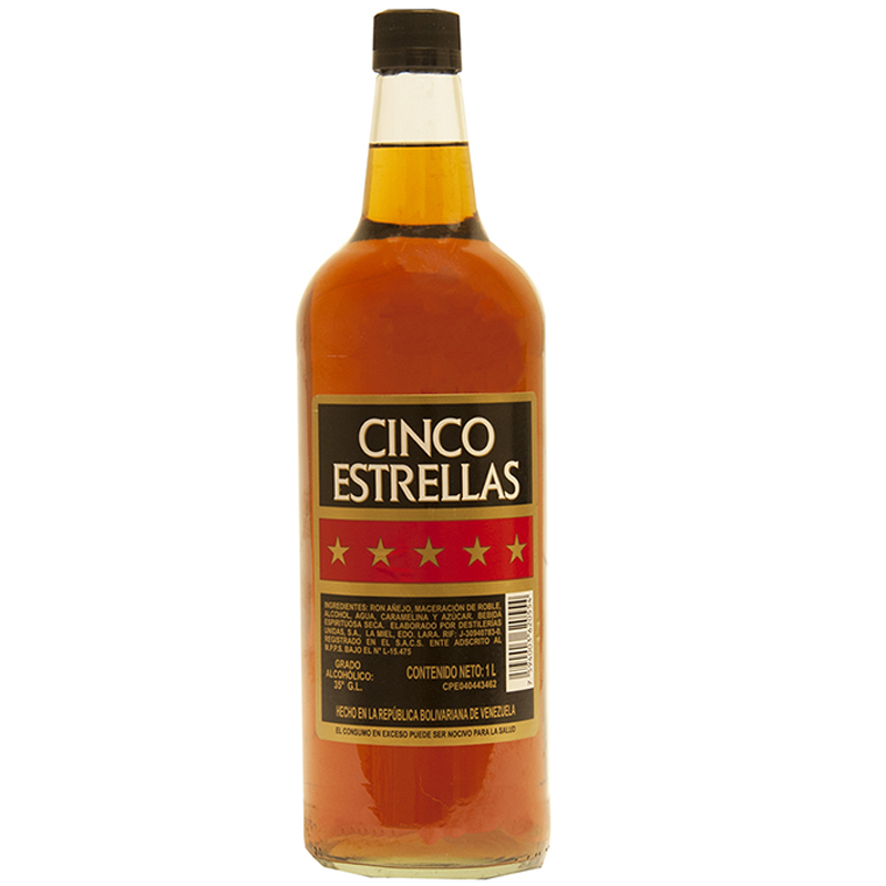 LICOR DE RON CINCO ESTRELLAS 1LT