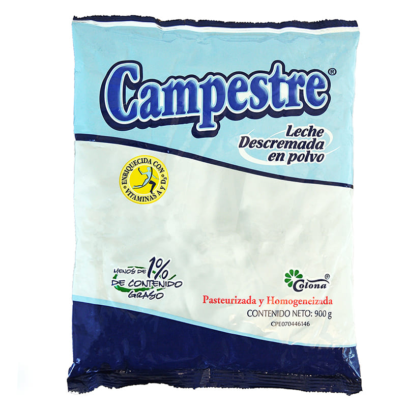 LECHE EN POLVO DESCREMADA CAMPESTRE 900GR 