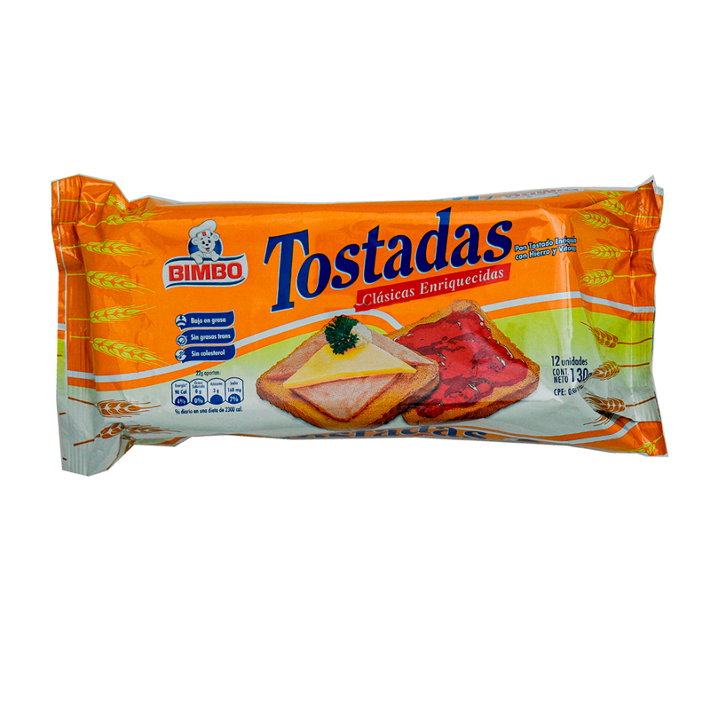 PAN TOSTADO BIMBO 12 UNIDADES 130 GR