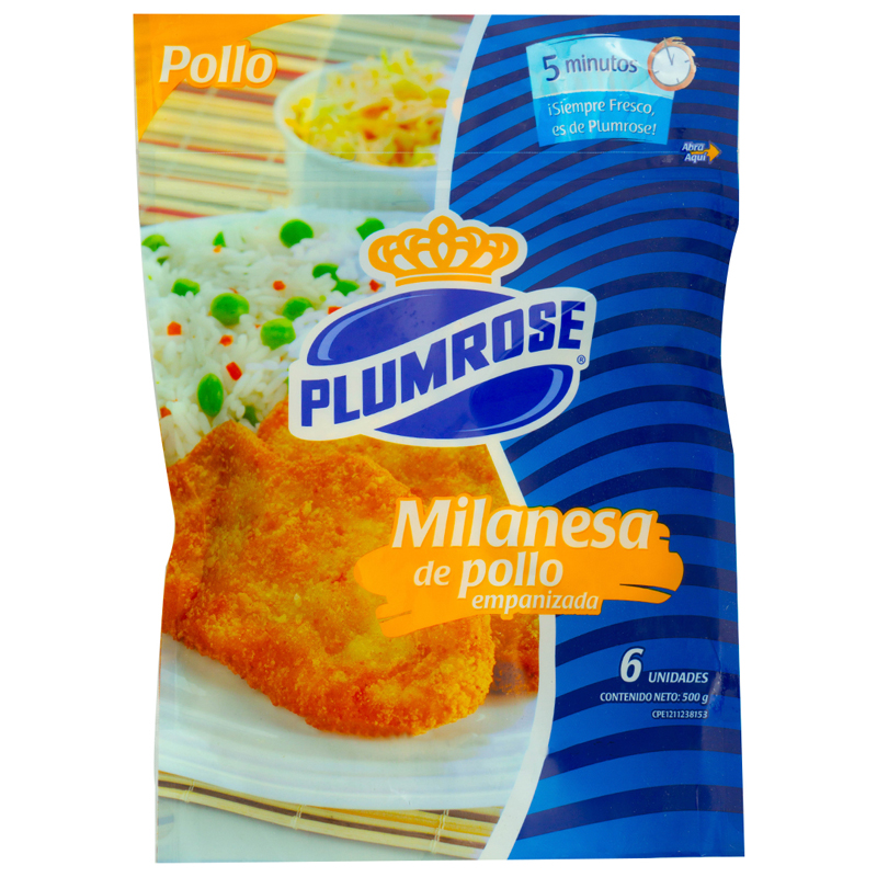 MILANESA POLLO PLUMROSE 500GR