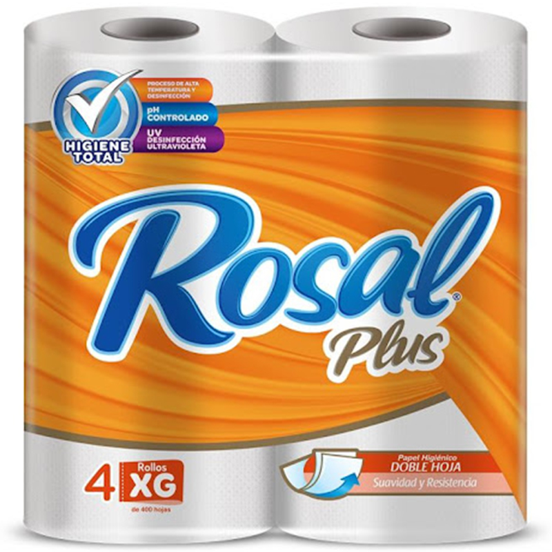 PAPEL HIGIÉNICO ROSAL PLUS 4 ROLLOS XG