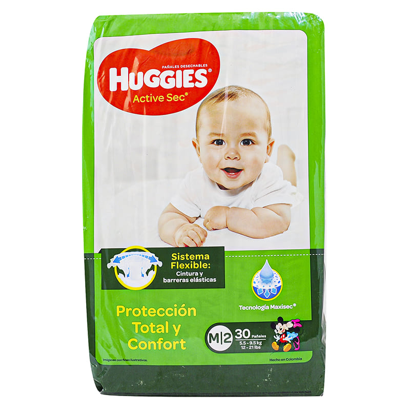 PAÑAL DE BEBÉ HUGGIES ACTIVE T-M 30 UND