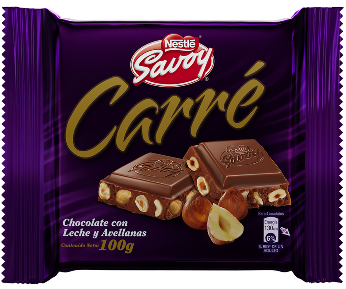 CHOCOLATE CARRÉ SAVOY EDICIÓN ESPECIAL AVELLANAS 100 GR.