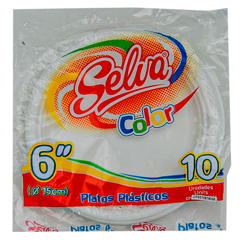 PLATOS PLÁSTICOS SELVA COLOR N6 10 UNIDADES