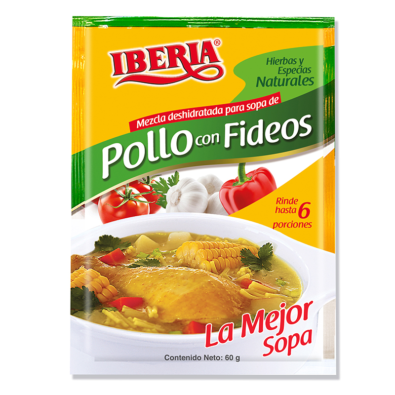 SOPA DE POLLO CON FIDEOS IBERIA 60 GR.