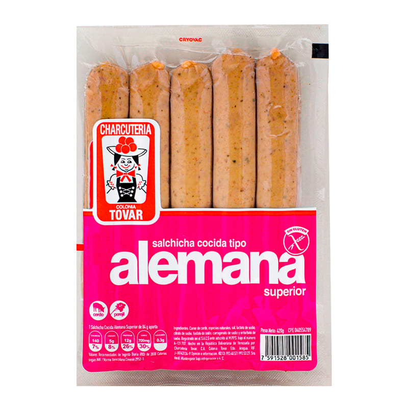 SALCHICHA ALEMANA TOVAR 420GR