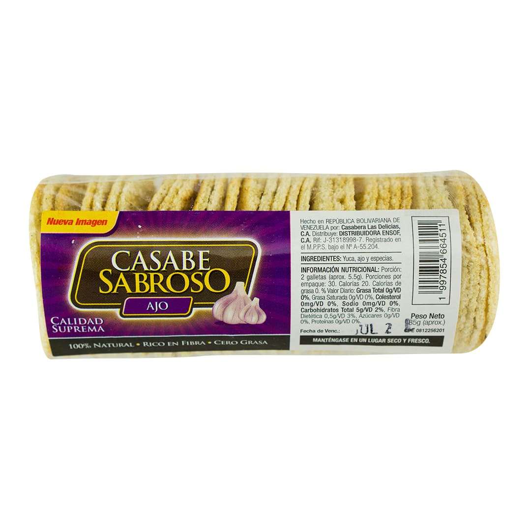 CASABE SABROSO CON AJO 85 GR