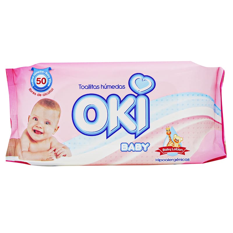 TOALLITAS HUMEDAS OKI BABY LOTION 50 UNIDADES