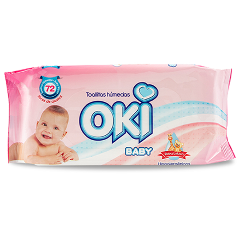 TOALLAS HUMEDAS OKI BABY LOTION 72UND