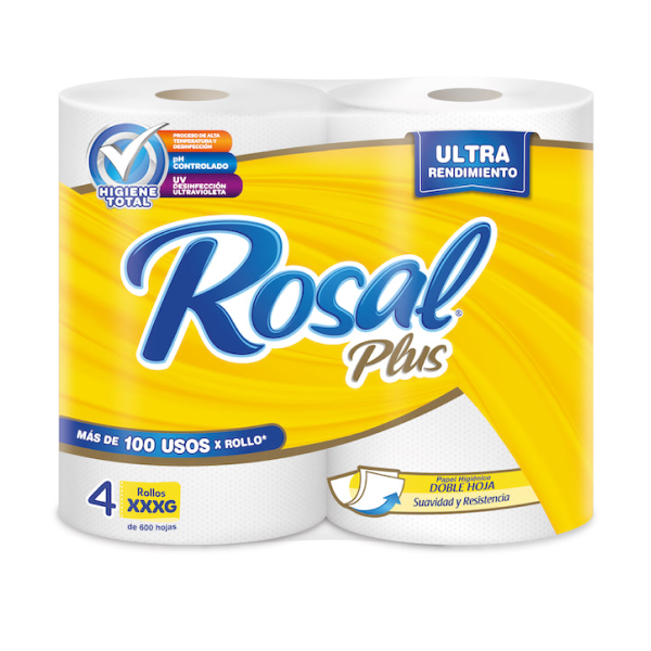 PAPEL HIGIENICO ROSAL PLUS 600 HOJAS