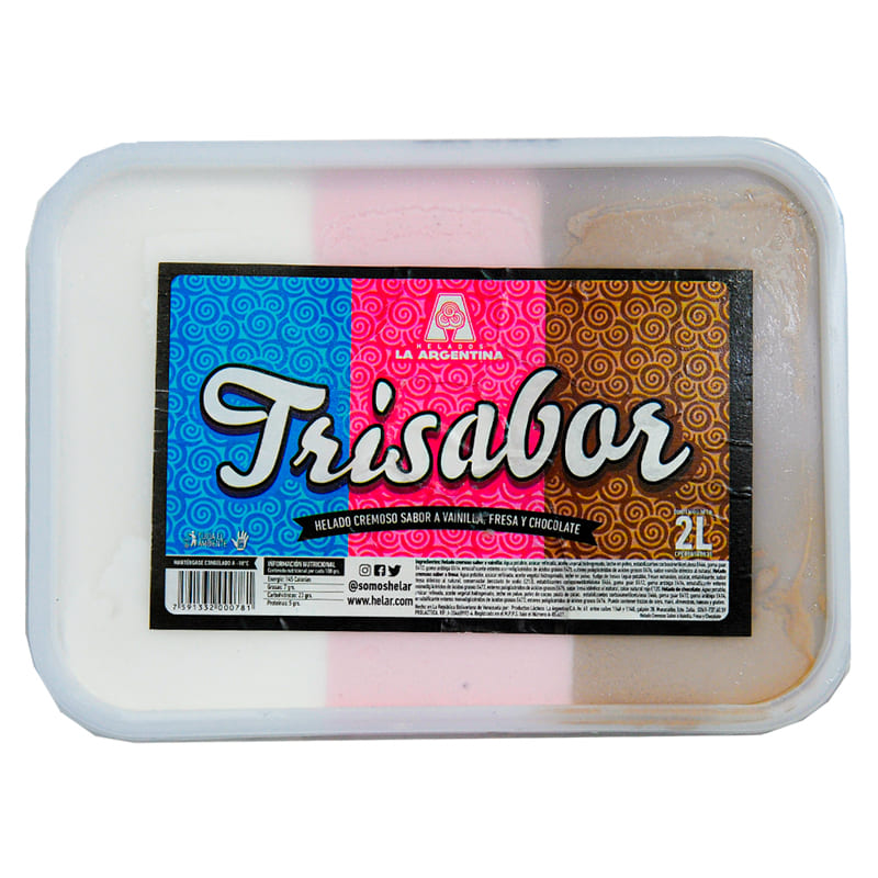 HELADO LA ARGENTINA 3 SABORES 2L 