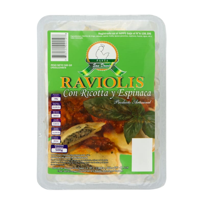RAVIOLIS CON RICOTTA Y ESPINACA SAN DONATO 
