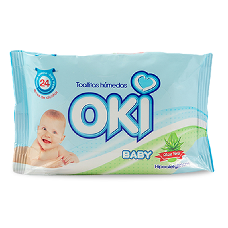 TOALLITAS HUMEDAS OKI ALOE VERA 24 UNIDADES