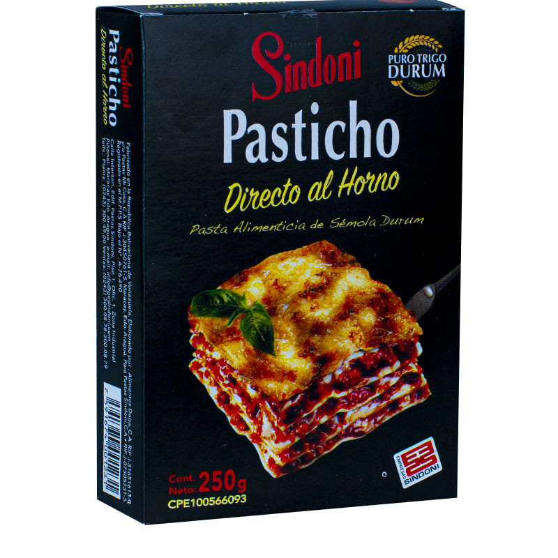PASTA PARA PASTICHO SINDONI DIRECTO AL HORNO 250 GR