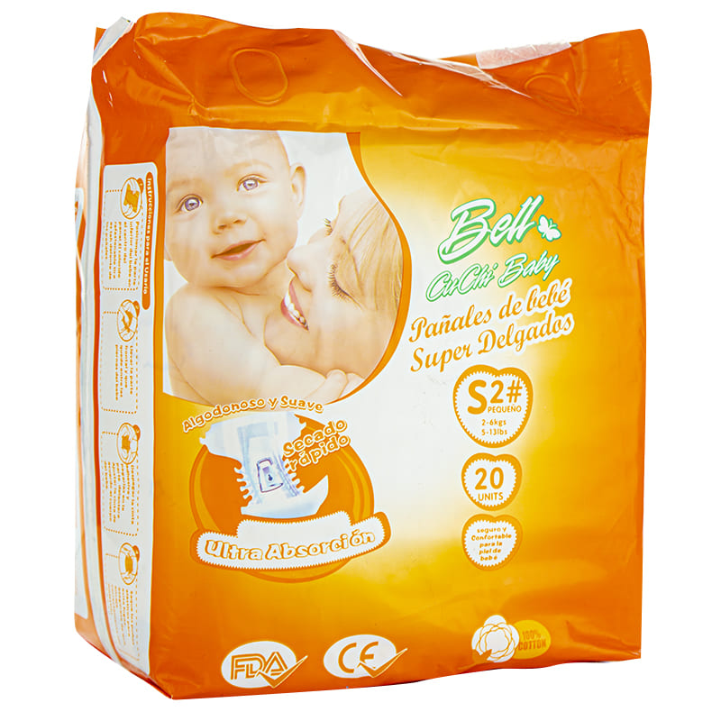 PAÑALES BELL CUCHI BABY TALLA S 20 UND
