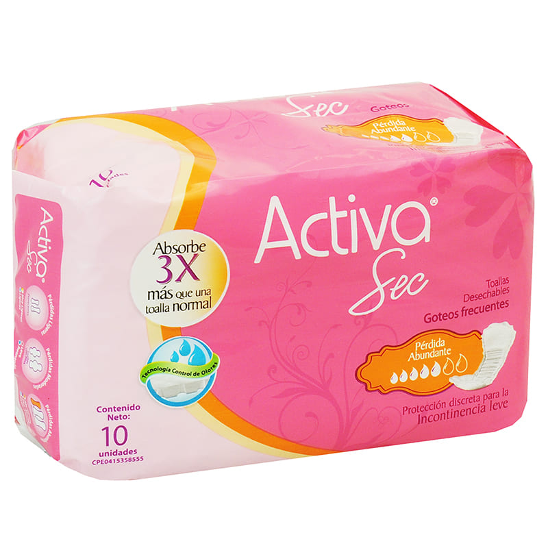TOALLA FEMENINA ACTIVA SEC PERDIDA ABUNDANTE 10UND