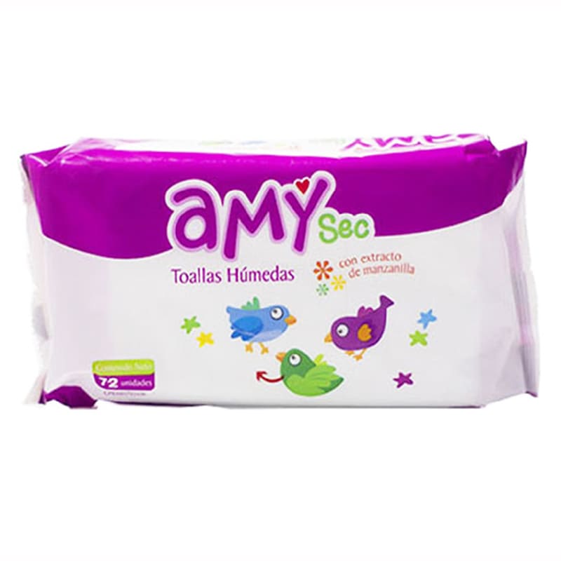 TOALLAS HÚMEDAS MANZANILLA AMY SEC 72 UND