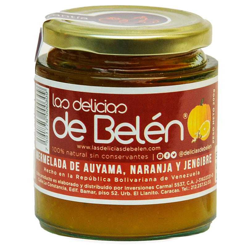 MERMELADA DE AUYAMA,NARANJA y JENGIBRE 200 GR 