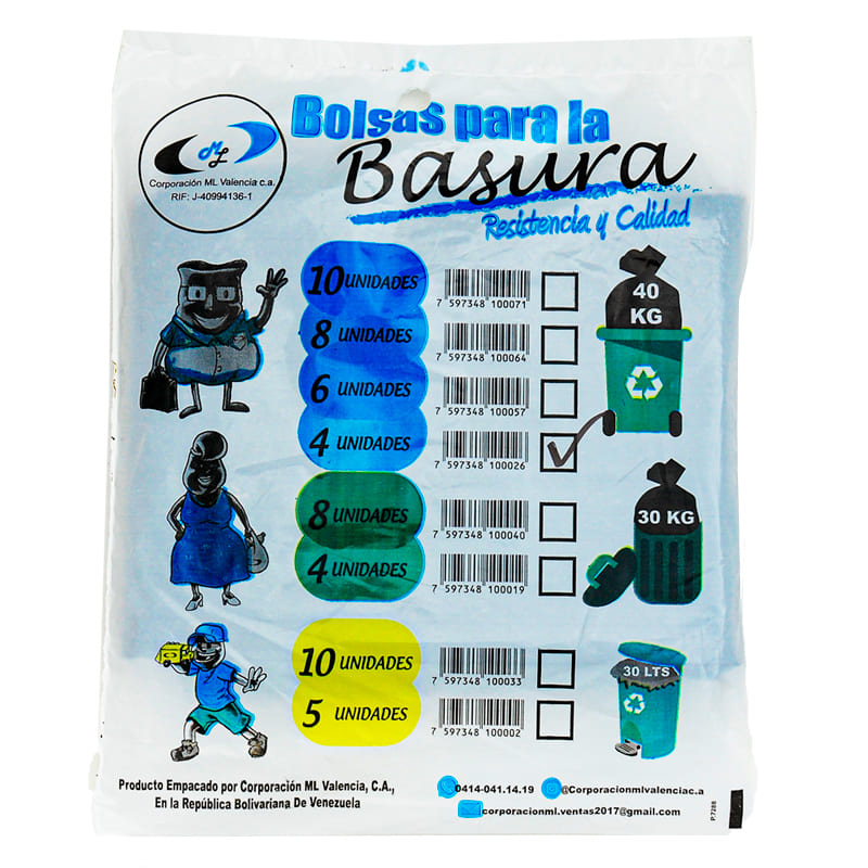 BOLSA PARA BASURA 40KG 4 UNidades