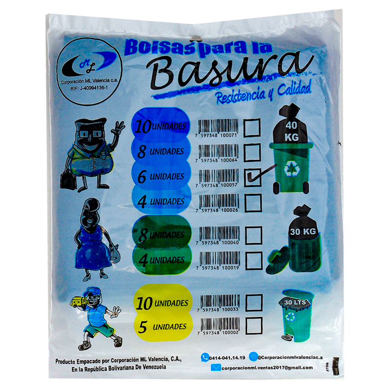 BOLSA PARA BASURA 40KG 6 Unidades