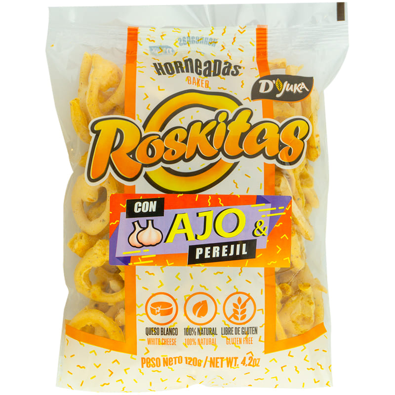 ROSKITAS D´YUKA LIBRE DE GLUTEN CON AJO Y PEREJIL 120 GR.