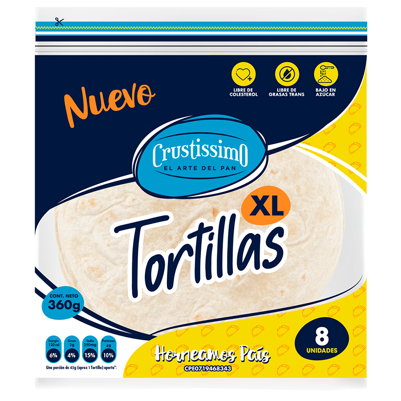 TORTILLAS GIGANTE CRUSTISSIMO 8 Unidades 