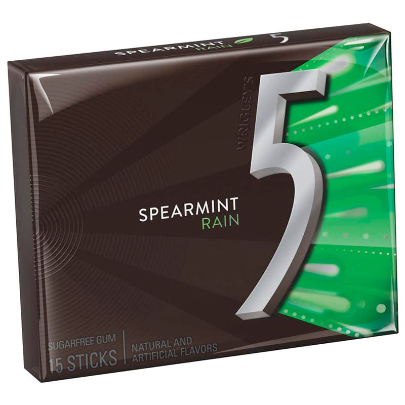 CHICLES HIERBABUENA SIN AZUCAR WRIGLEYS FIVE 15 UND