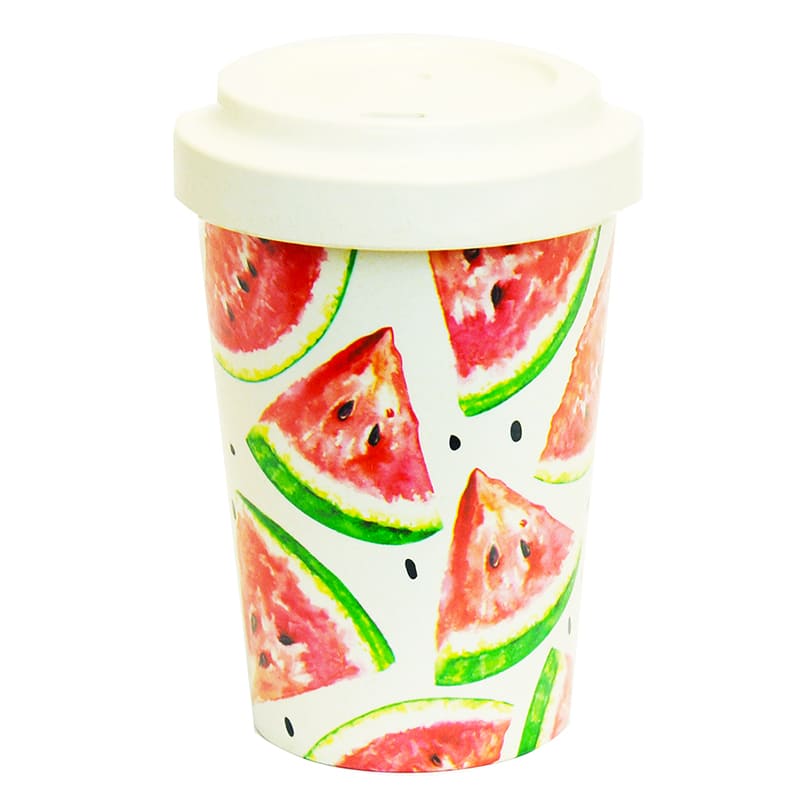 VASO CON TAPA BLANCO VERDE ROJO 9.5X9.5X14CM