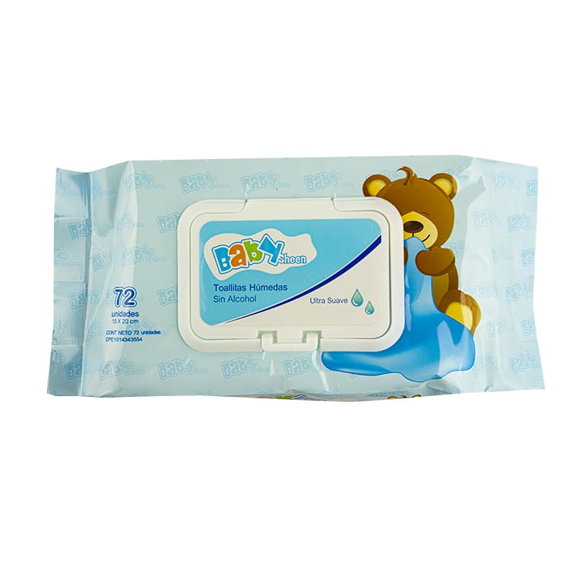 TOALLITAS HUMEDAS BABY SHEEN CON TAPA 72 UNIDADES