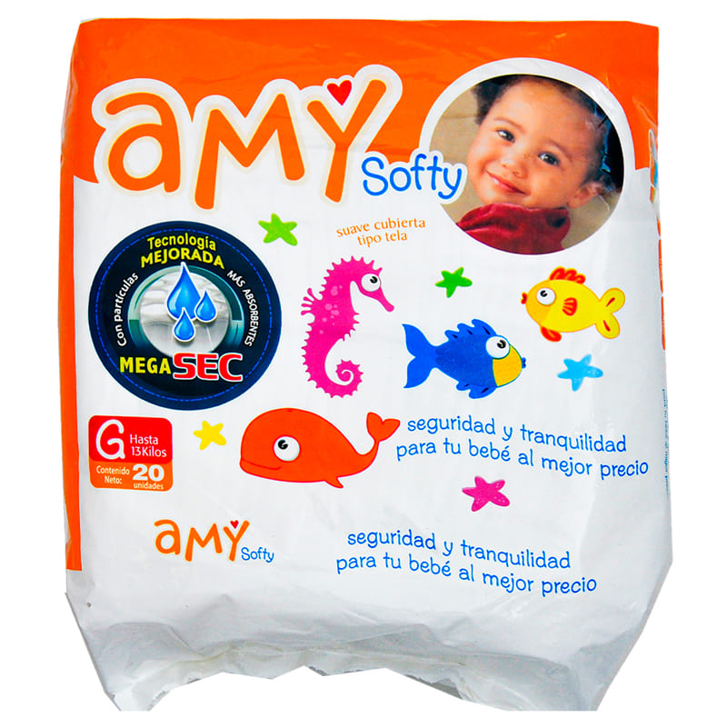 PAÑALES AMY SOFTY TALLA G 20UND