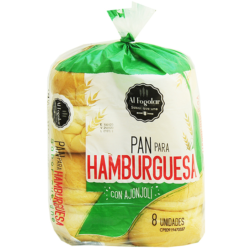 PAN PARA HAMBURGUESA AL FOGOLAR  CON AJONJOLI 8 UNI