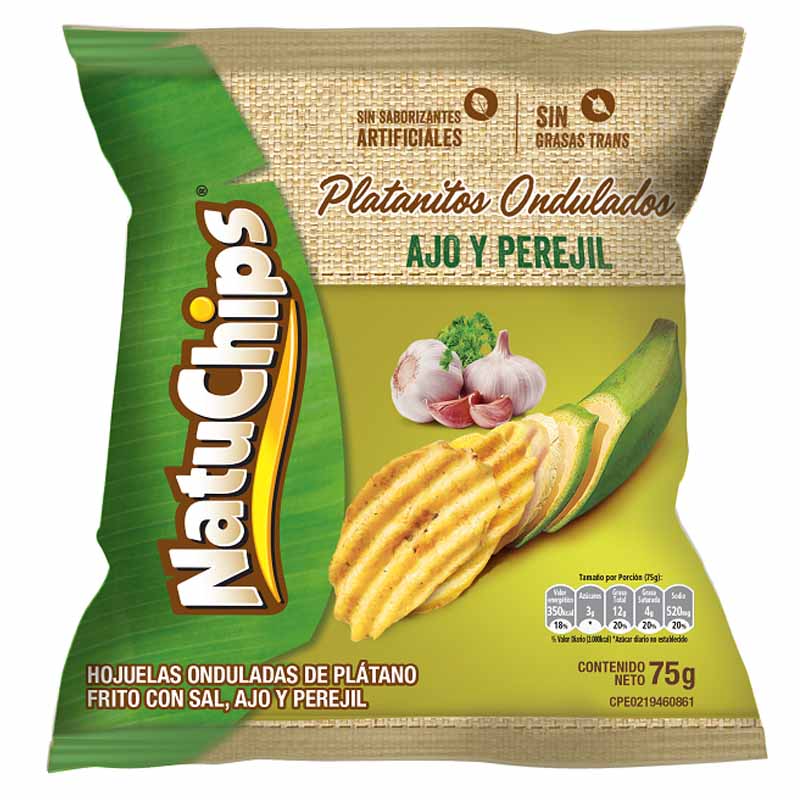 PLATANITOS NATUCHIPS AJO Y PEREJIL 75GR