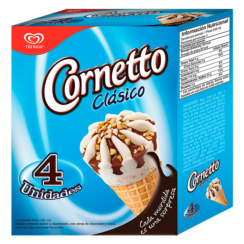 HELADO CORNETTO TIO RICO CLASICO 4UND