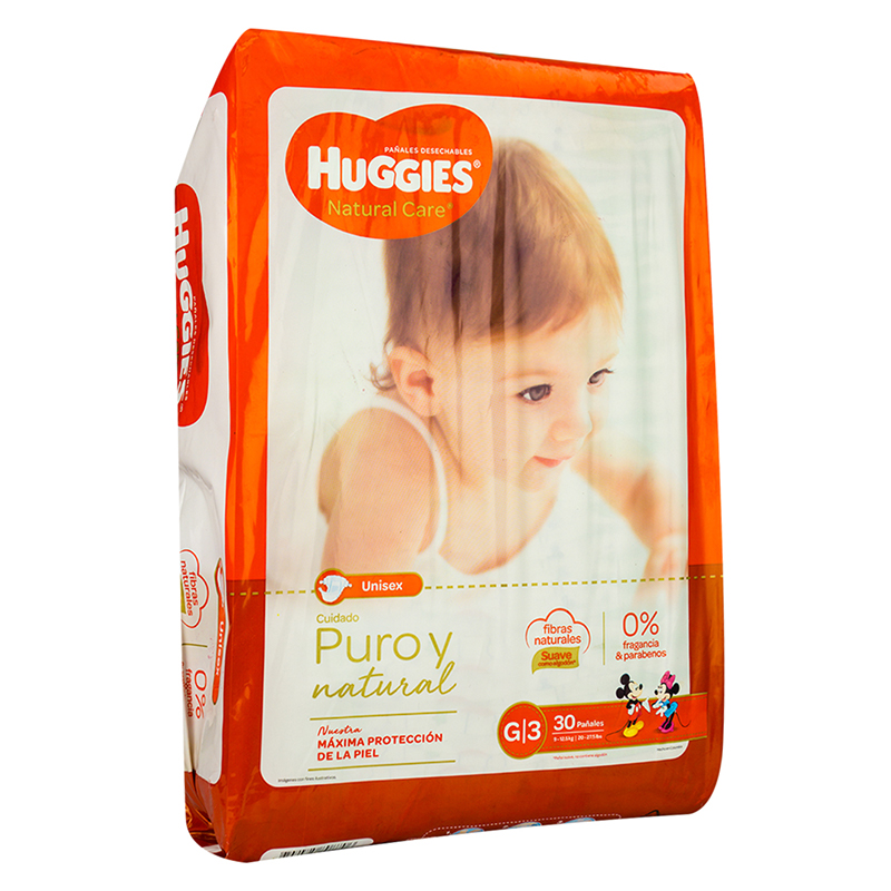 PAÑALES HUGGIES PAÑAL NATURAL CARE T-G 30 UND