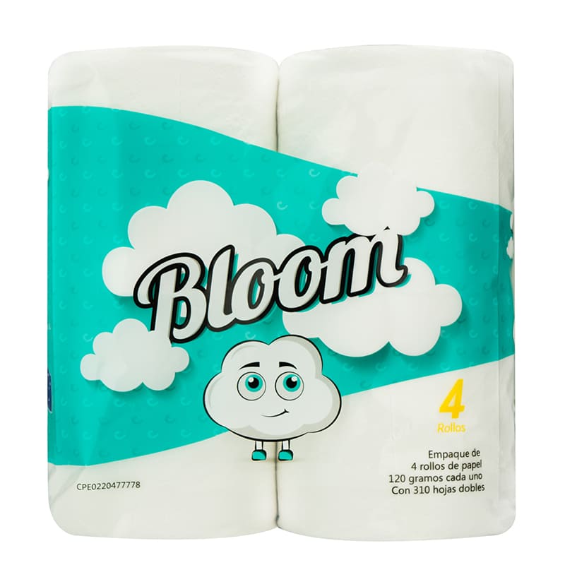 Papel Higienico Bloom 310 Hojas 4 Rollos