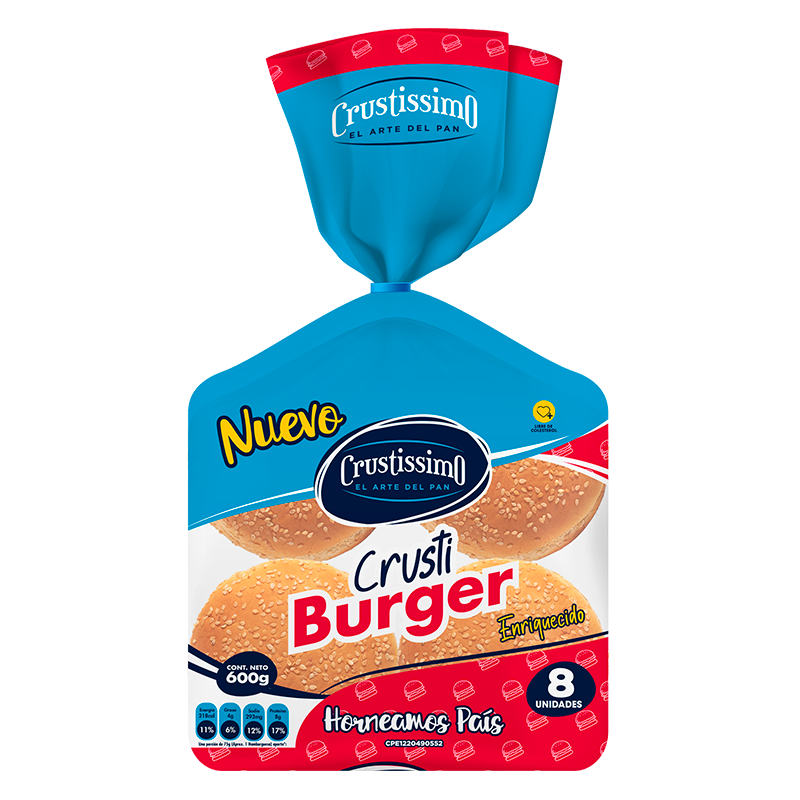 Pan de Hamburguesa Crustissimo 8 Unidades
