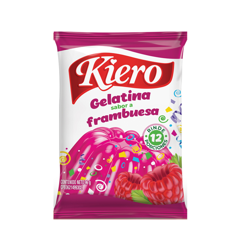 GELATINA SABOR A FRAMBUESA KIERO 96 GR