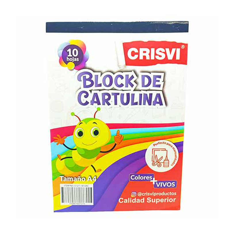 BLOCK CARTULINA TAMAÑO A4 CRISVI 10 HOJAS