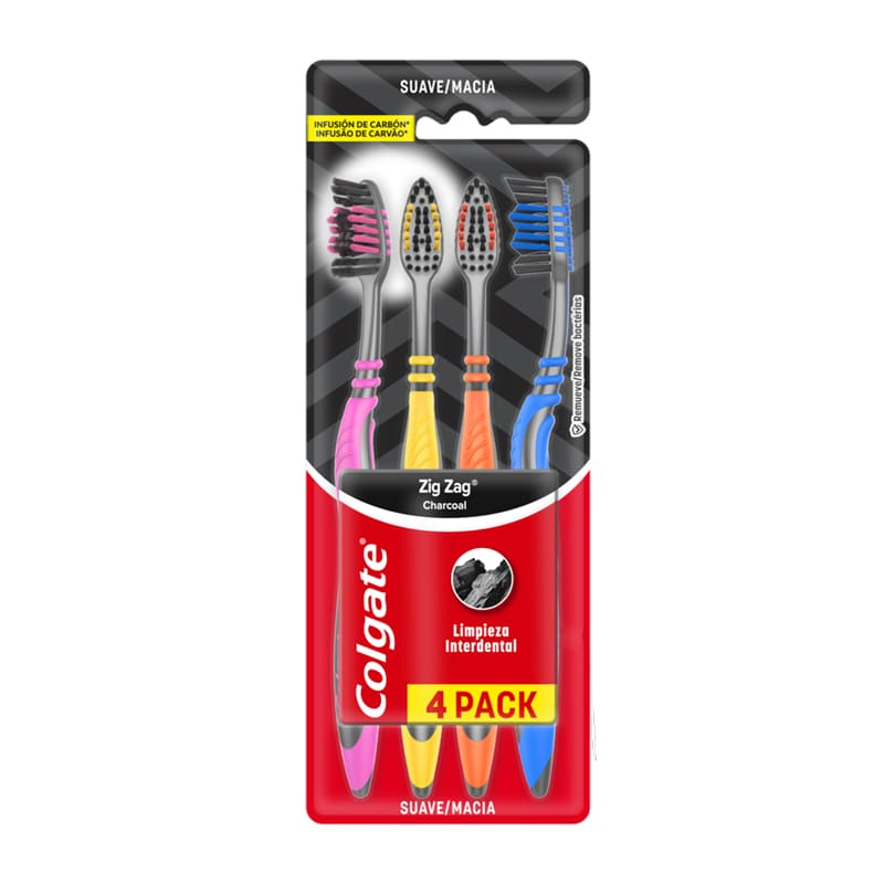 CEPILLO DENTAL ZIG ZAG INFUSION DE CARBON COLGATE 4 PACK