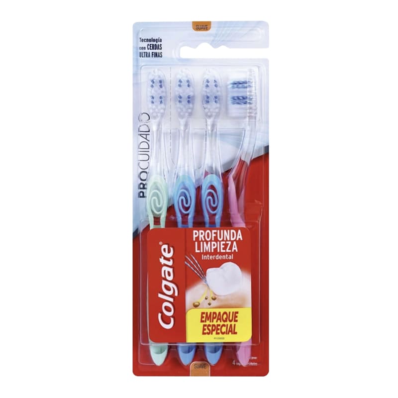 CEPILLO DENTAL PRO CUIDADO SUAVE COLGATE 4 PACK