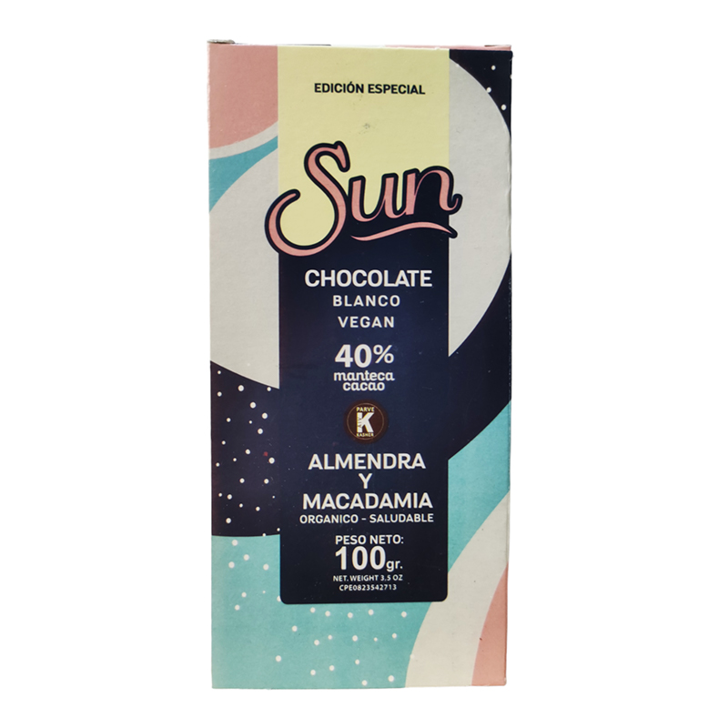 CHOCOLATE ALMENDRA Y MACADAMIA SUN 100 GR