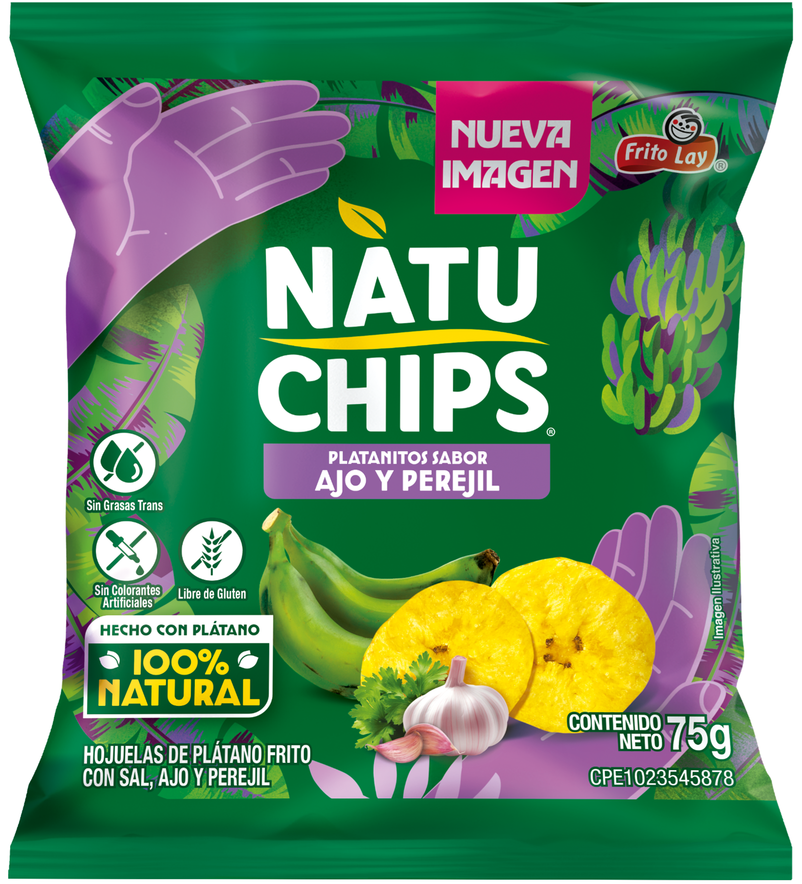 PLATANITOS NATUCHIPS AJO Y PEREJIL 75GR