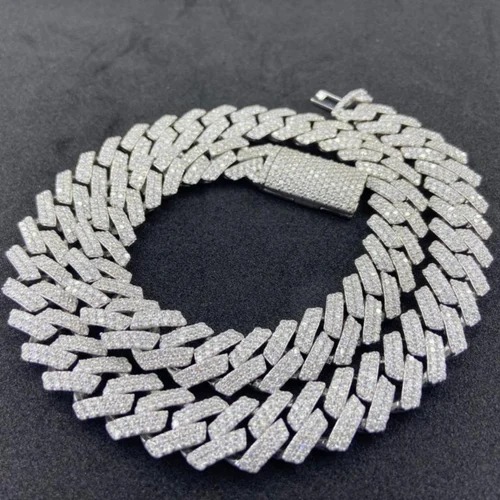12mm Cuban Link Chain Necklace, 925 Sterling Silver, Iced Out Diamond Choker