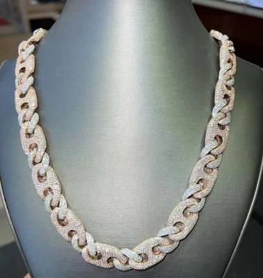 12mm Cuban Link Chain Necklace, 925 Sterling Silver, Iced Out Diamond Choker