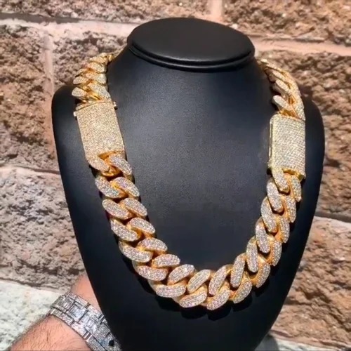 18MM Cuban Link Chain Necklace, 925 Sterling Silver, Iced Out Diamond Choker