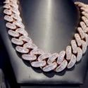 20mm Cuban Link Chain Necklace, 925 Sterling Silver, Iced Out Diamond Choker